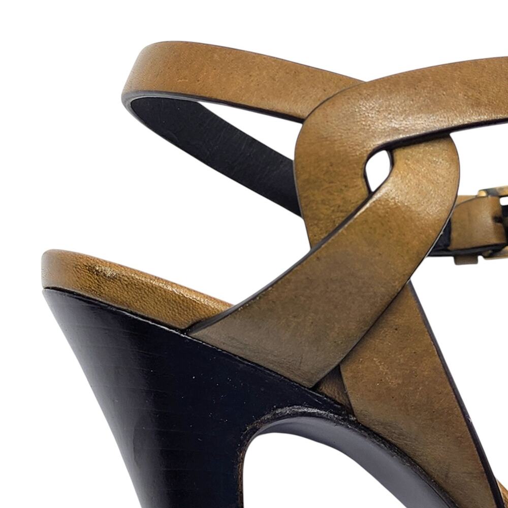 Saint Laurent Tribute Platform Leather Pumps Sandals Brown EU 35 US 5 $1100 NWB - Picture 8 of 11